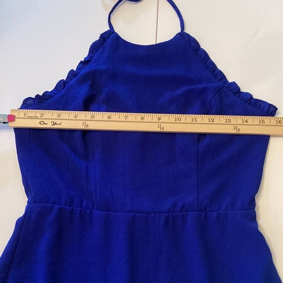 B Darlin Dress Blue Halter Ruffled Mini Dress - Picture 8 of 12